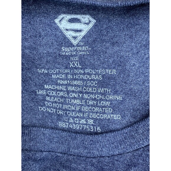 Superman And DC Comics Graphic Tee T-Shirt Men's Size XXL Gray Blue Crew Neck - Picture 6 of 10